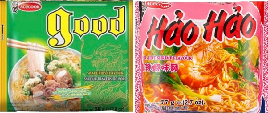 Mì tôm chua cay Hảo Hảo của Acecook và mì khô vị bò gà của công ty Cổ phần thực phẩm Thiên Hương bị các quốc gia cảnh báo do sự xuất hiện một hợp chất ethylene oxide